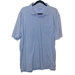 PETER MILLAR | Men’s Striped Performance Polo | Blue/White | Size XL